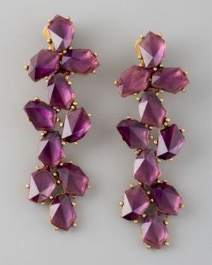 Oscar de la Renta Clustered Crystal Drop Earrings - Purple.jpg